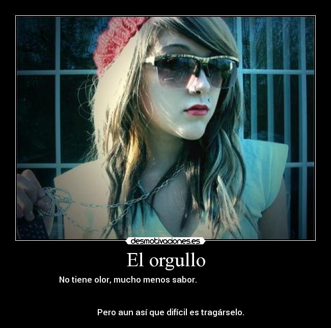 El orgullo - No tiene olor, mucho menos sabor.
Pero aun así que difícil es tragárselo.