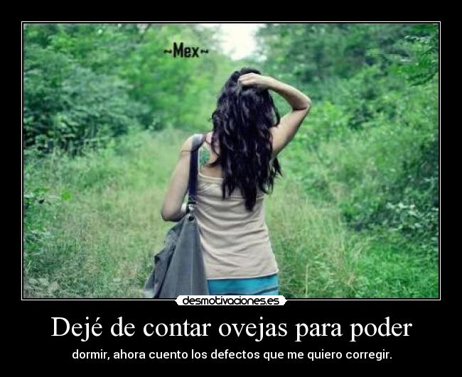 Dejé de contar ovejas para poder - dormir, ahora cuento los defectos que me quiero corregir.