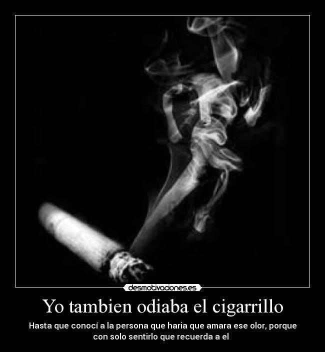 Yo tambien odiaba el cigarrillo - Hasta que conocí a la persona que haria que amara ese olor, porque
con solo sentirlo que recuerda a el