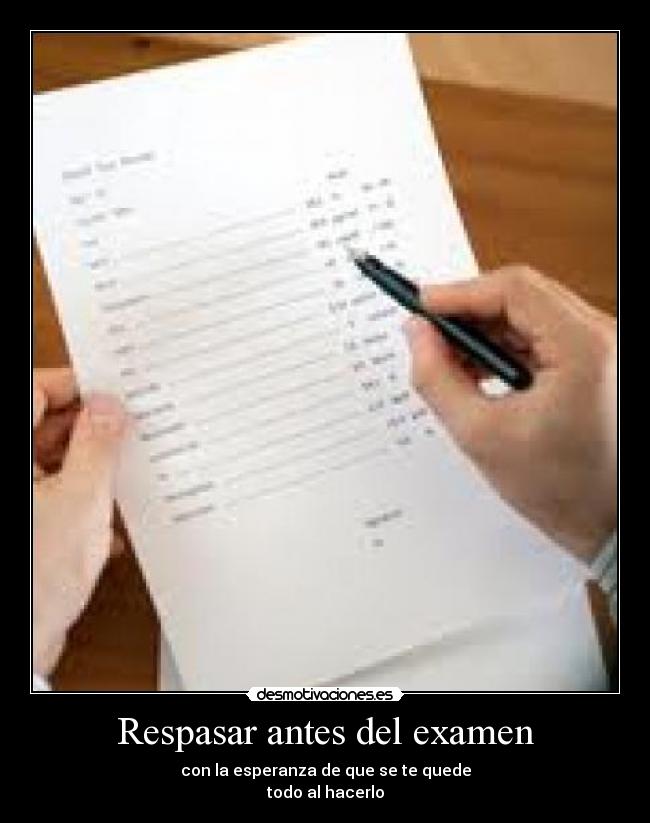 Respasar antes del examen -