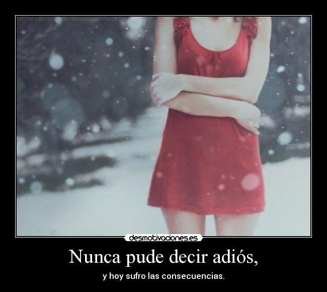 Nunca pude decir adiós, - y hoy sufro las consecuencias.