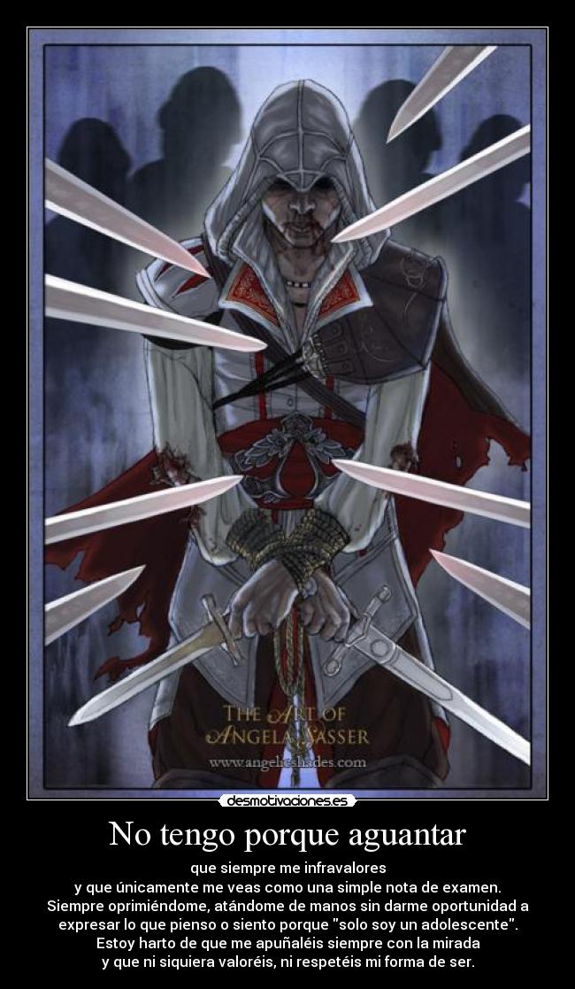 carteles assassins creed ezio maniatado harto los opresores desmotivaciones