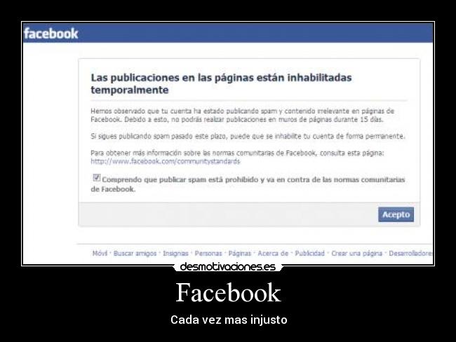 Facebook - Cada vez mas injusto