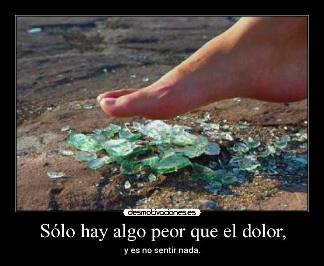 Sólo hay algo peor que el dolor, - y es no sentir nada.
