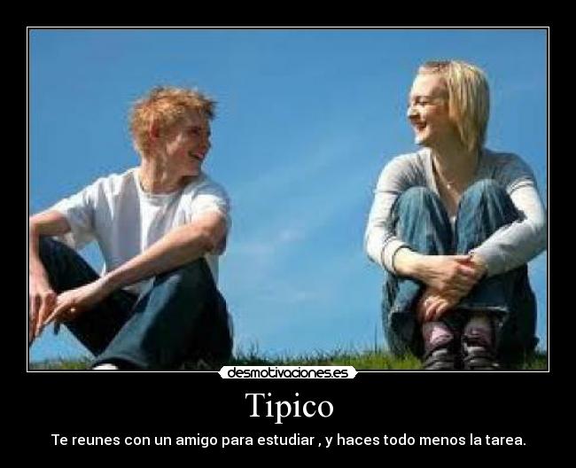 Tipico - Te reunes con un amigo para estudiar , y haces todo menos la tarea.