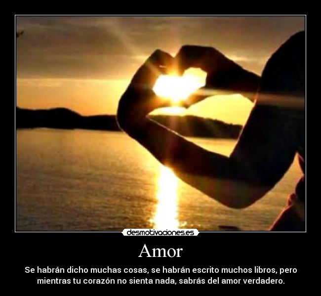 Amor - Se habrán dicho muchas cosas, se habrán escrito muchos libros, pero
mientras tu corazón no sienta nada, sabrás del amor verdadero.