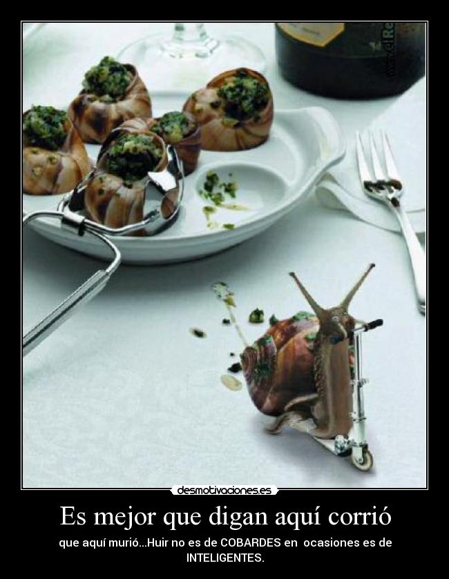 Es mejor que digan aquí corrió - que aquí murió...Huir no es de COBARDES en ocasiones es de INTELIGENTES.