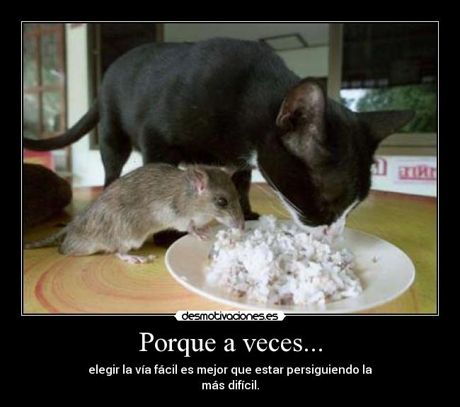 Porque a veces... - elegir la vía fácil es mejor que estar persiguiendo la
más difícil.