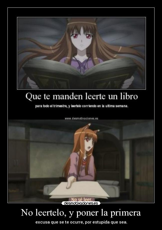 carteles excusa horo por leerse libro harukaze desmotivaciones
