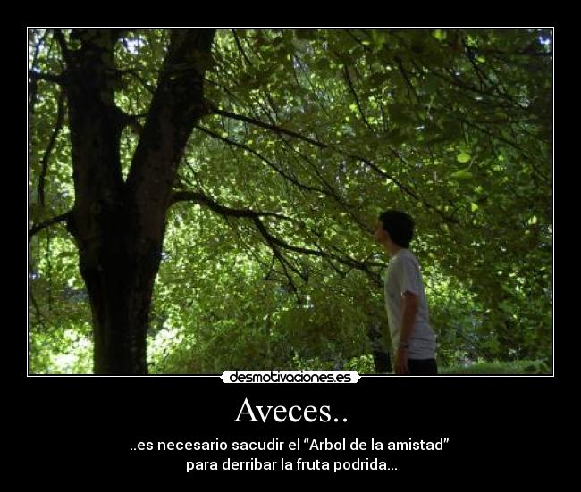 Aveces.. - ..es necesario sacudir el “Arbol de la amistad” 
para derribar la fruta podrida...