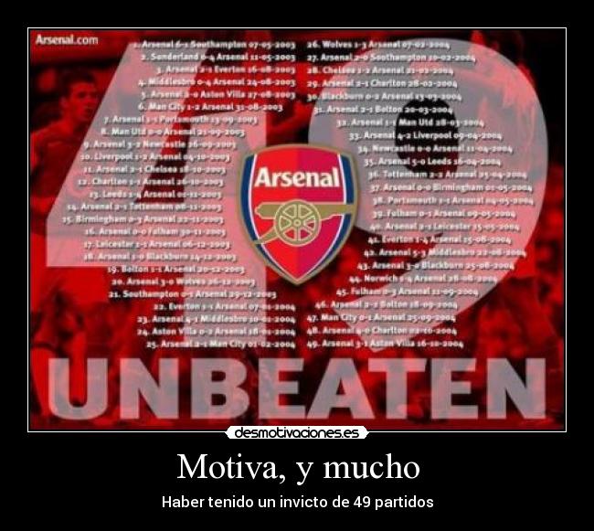 carteles arsenal gunners invicto partidos desmotivaciones