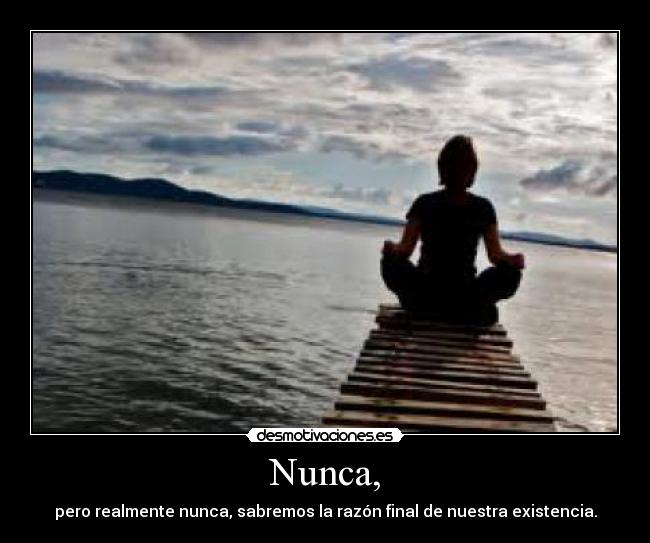 Nunca, - pero realmente nunca, sabremos la razón final de nuestra existencia.