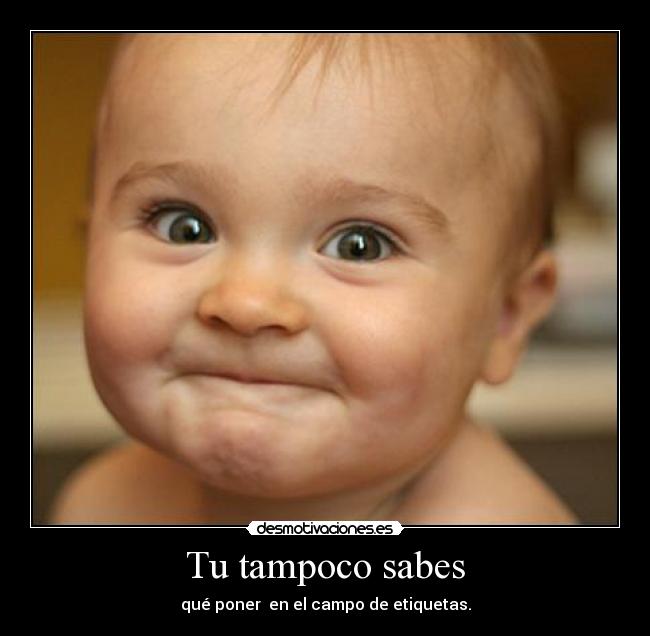 Tu tampoco sabes - qué poner en el campo de etiquetas.