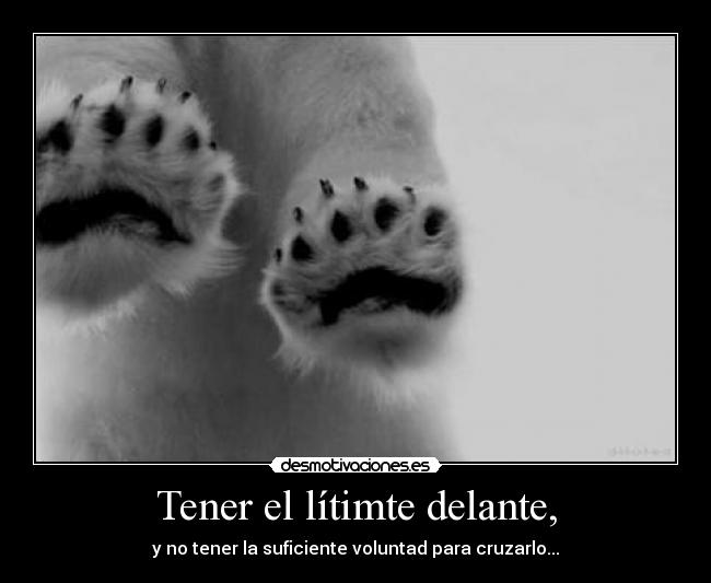 Tener el lítimte delante, -