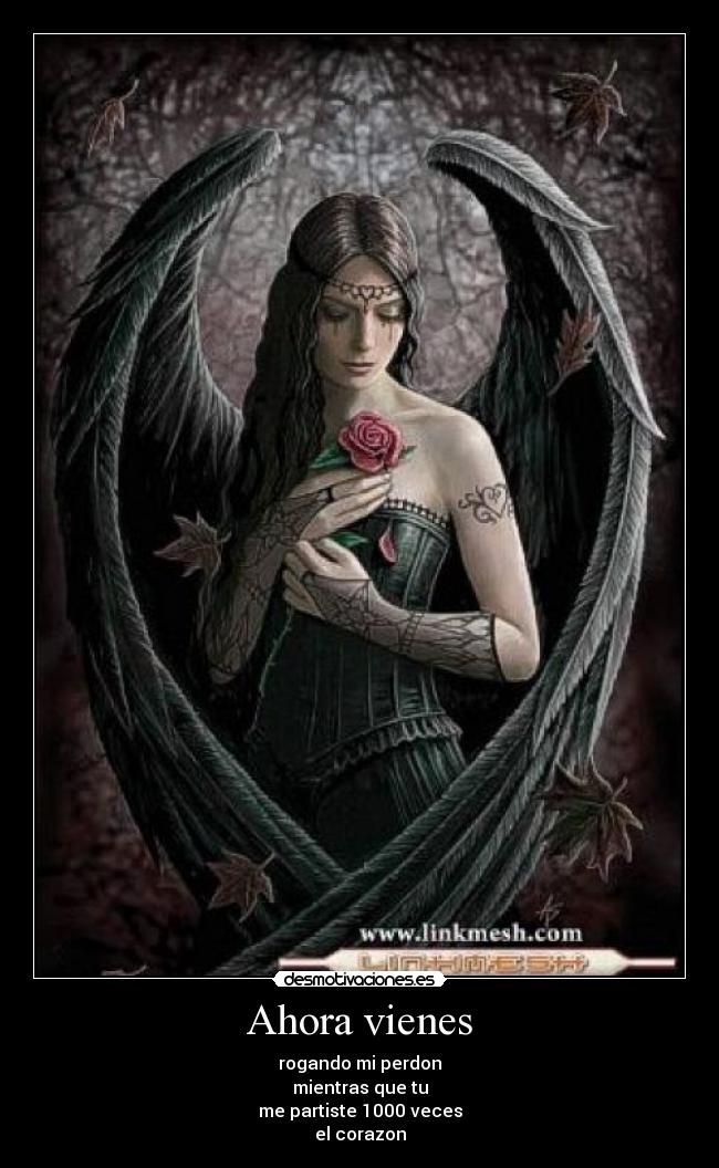 Ahora vienes - rogando mi perdon
mientras que tu
me partiste 1000 veces
el corazon