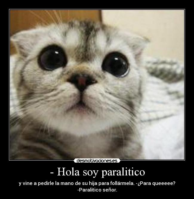 - Hola soy paralitico - y vine a pedirle la mano de su hija para follármela. -¿Para queeeee? -Paralitico señor.