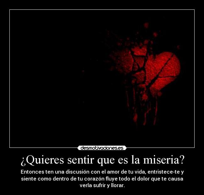 ¿Quieres sentir que es la miseria? -