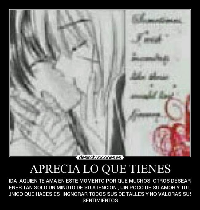 APRECIA LO QUE TIENES -