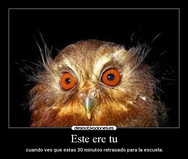 Este ere tu - cuando ves que estas 30 minutos retrasado para la escuela.