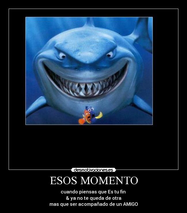 ESOS MOMENTO - cuando piensas que Es tu fin
& ya no te queda de otra
mas que ser acompañado de un AMIGO