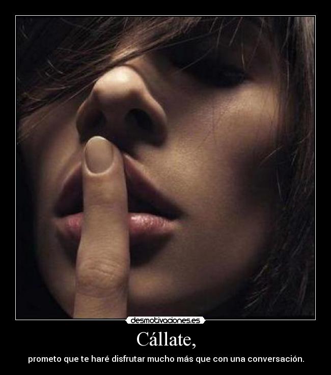 Cállate, - prometo que te haré disfrutar mucho más que con una conversación.