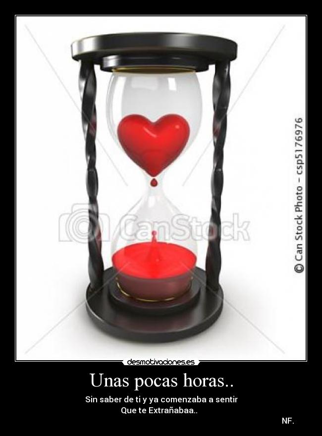 Unas pocas horas.. - Sin saber de ti y ya comenzaba a sentir
Que te Extrañabaa..
NF.