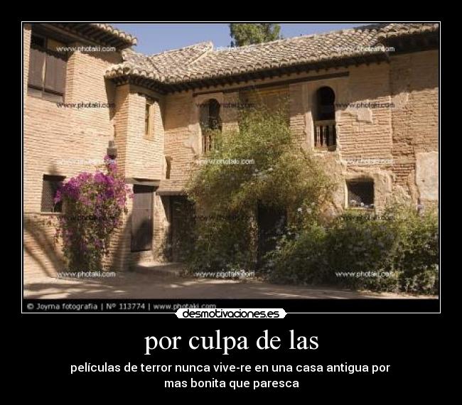por culpa de las - películas de terror nunca vive-re en una casa antigua por
mas bonita que paresca