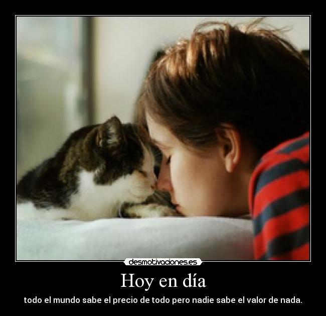 Hoy en día - todo el mundo sabe el precio de todo pero nadie sabe el valor de nada.