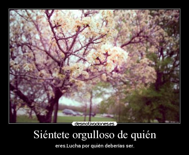Siéntete orgulloso de quién - eres.Lucha por quién deberías ser.