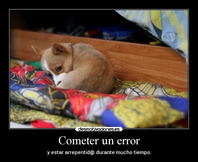 Cometer un error - y estar arrepentid@ durante mucho tiempo.