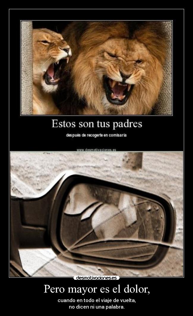 Pero mayor es el dolor, - cuando en todo el viaje de vuelta,
no dicen ni una palabra.