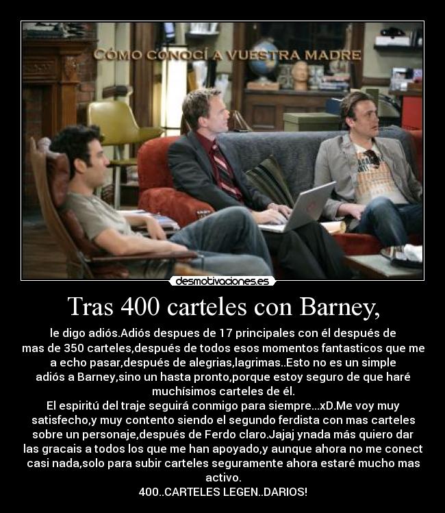 Tras 400 carteles con Barney, - 