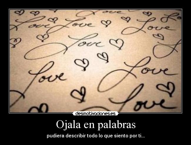 Ojala en palabras - pudiera describir todo lo que siento por ti...