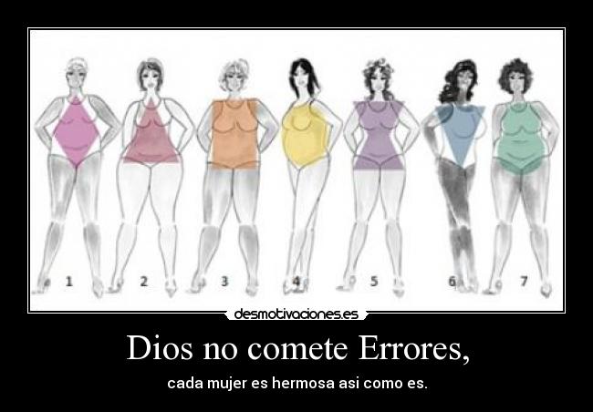 Dios no comete Errores, - cada mujer es hermosa asi como es.