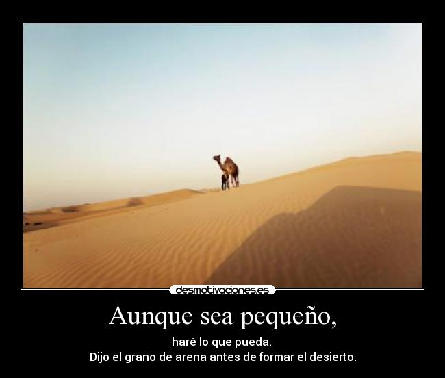 Aunque sea pequeño, - haré lo que pueda.
Dijo el grano de arena antes de formar el desierto.