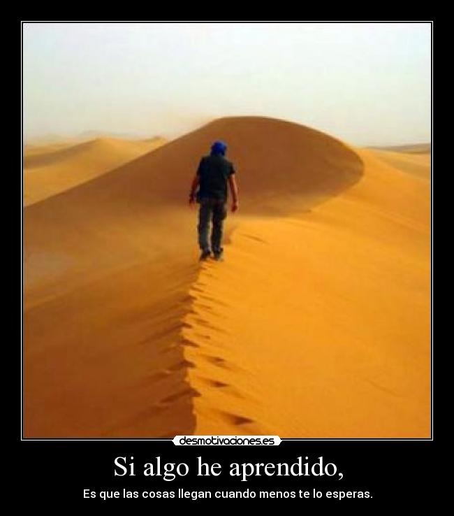 Si algo he aprendido, - Es que las cosas llegan cuando menos te lo esperas.