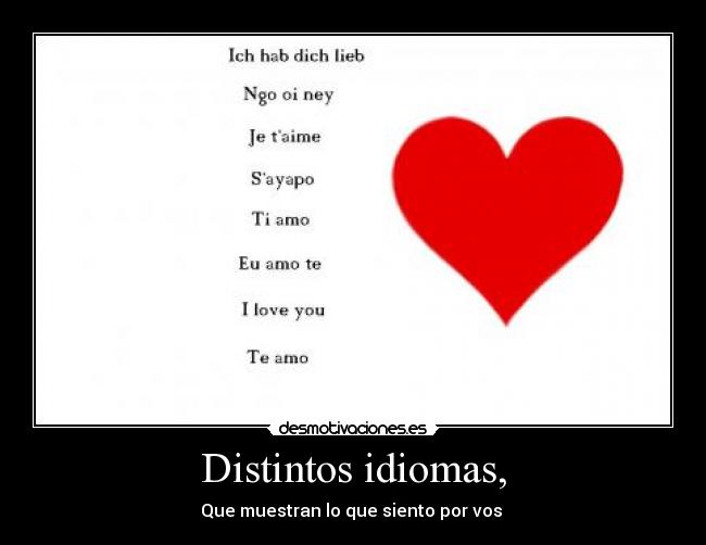 Distintos idiomas, - Que muestran lo que siento por vos ♥