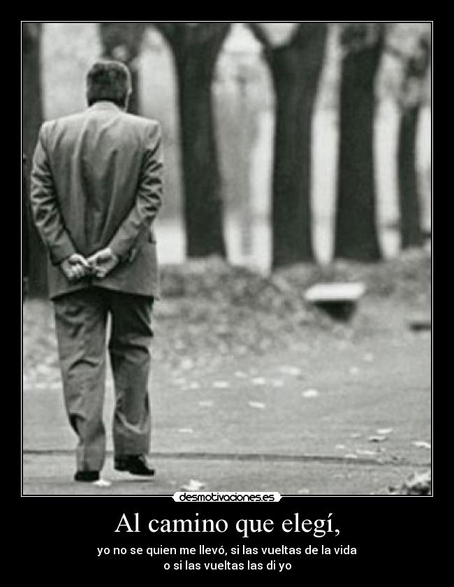 Al camino que elegí, - yo no se quien me llevó, si las vueltas de la vida
o si las vueltas las di yo