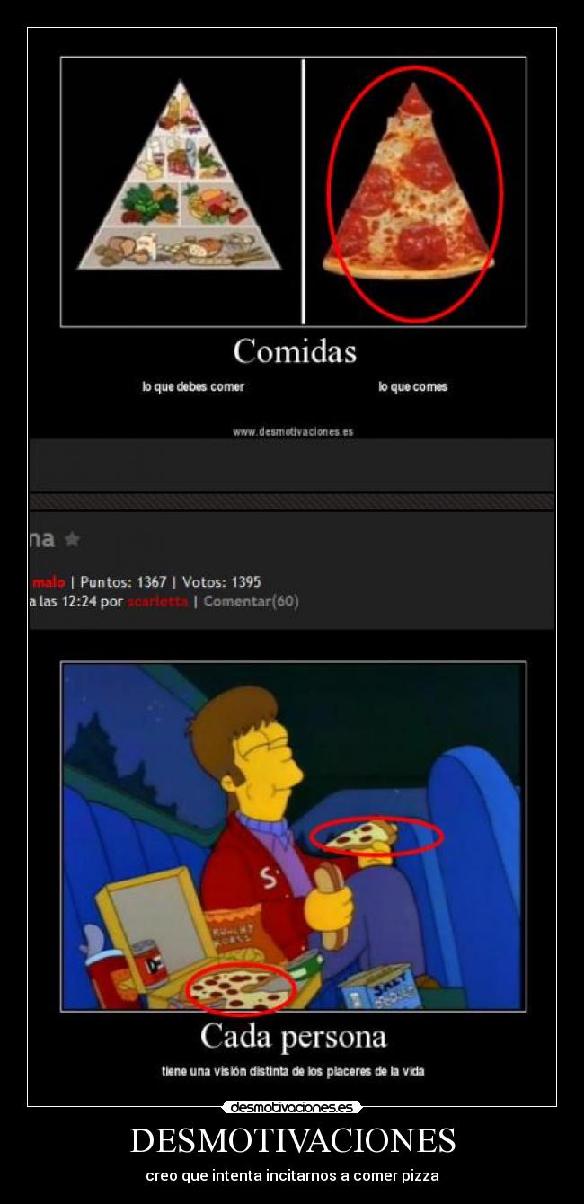 DESMOTIVACIONES - creo que intenta incitarnos a comer pizza