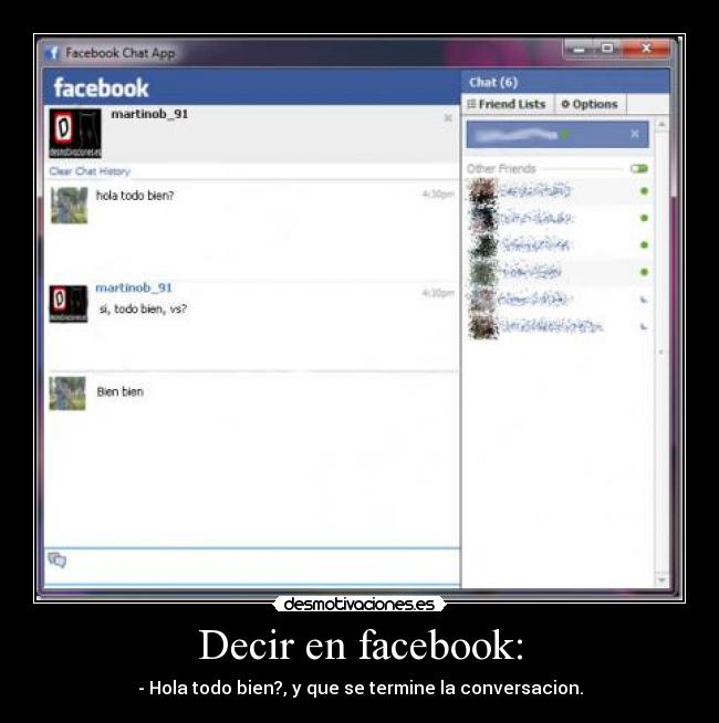 Decir en facebook: -