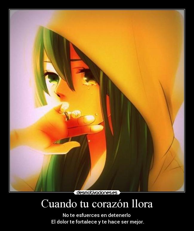 Cuando tu corazón llora - No te esfuerces en detenerlo
El dolor te fortalece y te hace ser mejor.
