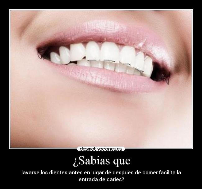 ¿Sabias que - lavarse los dientes antes en lugar de despues de comer facilita la entrada de caries?