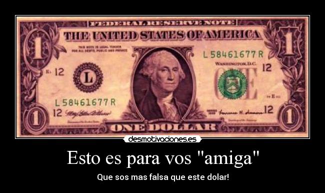 Esto es para vos amiga - Que sos mas falsa que este dolar!