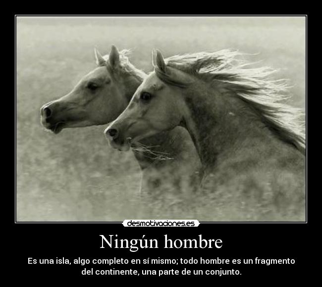 Ningún hombre - Es una isla, algo completo en sí mismo; todo hombre es un fragmento
del continente, una parte de un conjunto.