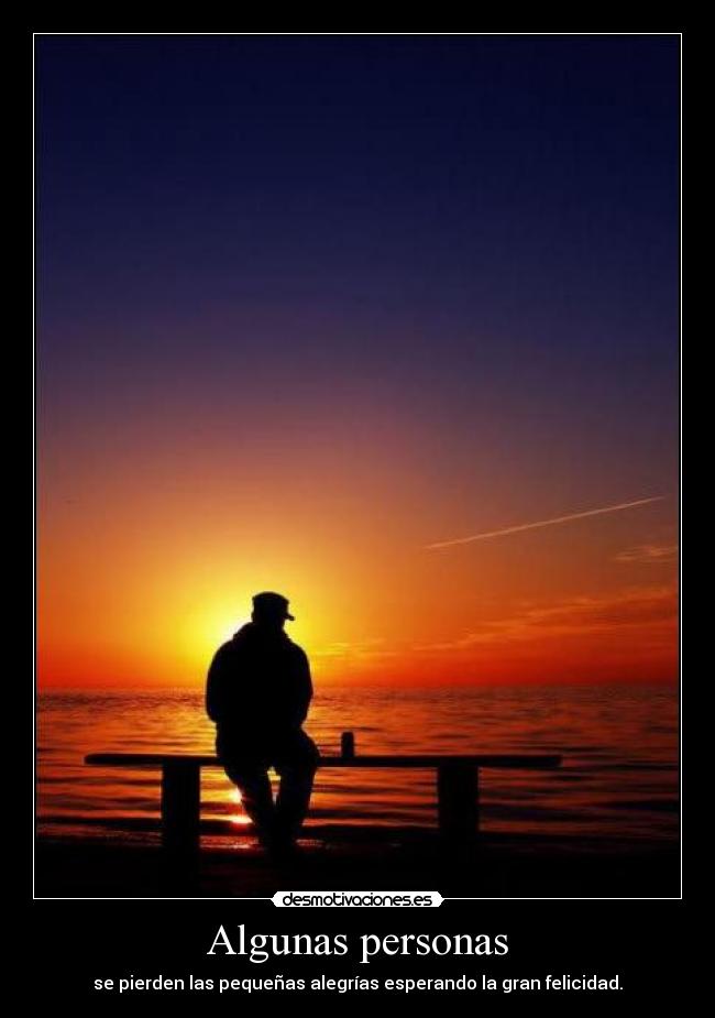 Algunas personas - se pierden las pequeñas alegrías esperando la gran felicidad.