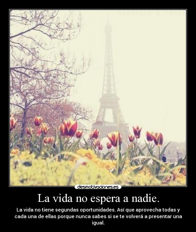 La vida no espera a nadie. -