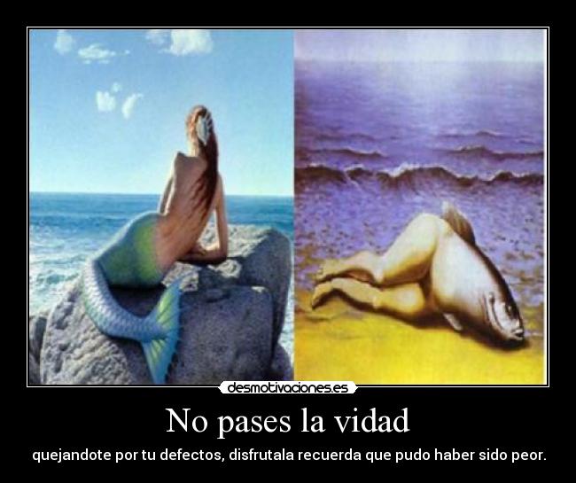 No pases la vidad - quejandote por tu defectos, disfrutala recuerda que pudo haber sido peor.