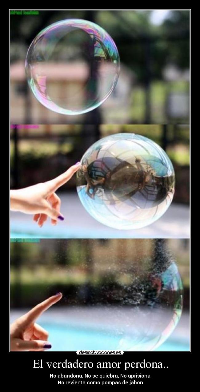 El verdadero amor perdona.. - No abandona, No se quiebra, No aprisiona
No revienta como pompas de jabon