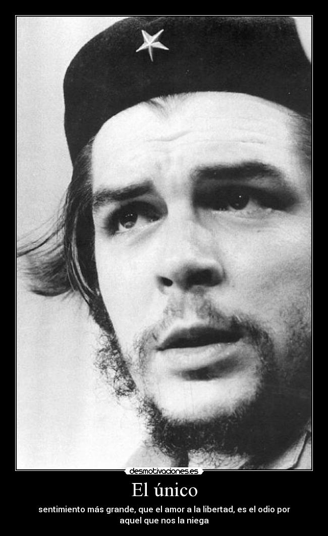 El único - sentimiento más grande, que el amor a la libertad, es el odio por
aquel que nos la niega