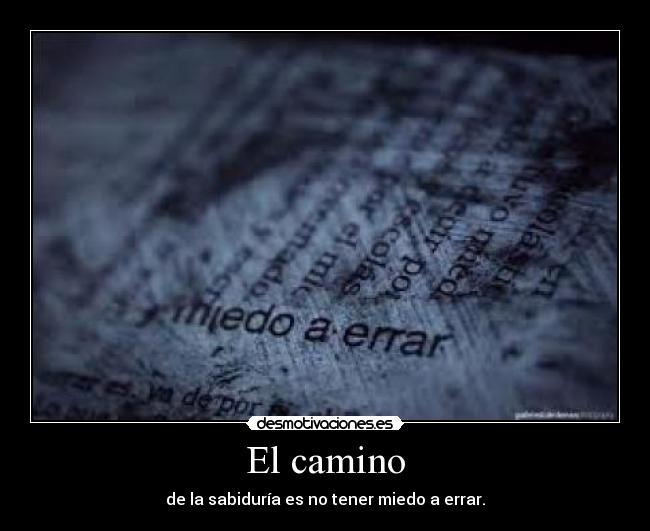 El camino - de la sabiduría es no tener miedo a errar.